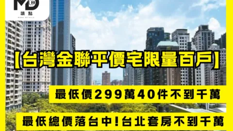 台灣金聯平價宅限量百戶最低價299萬!40件不到千萬
