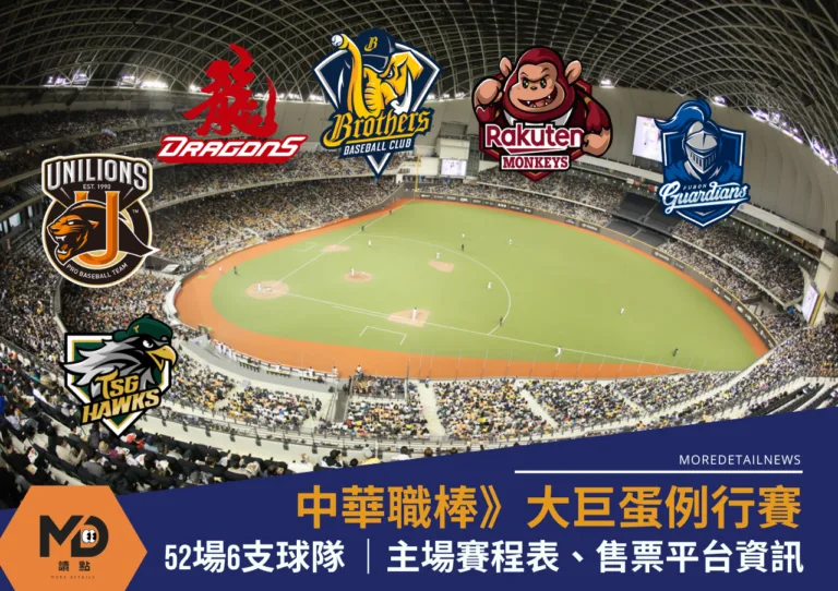 中華職棒》例行賽大巨蛋52場6支球隊主場賽程表、售票平台資訊