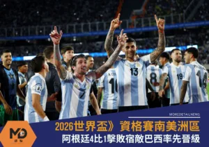 2026世界盃》資格賽南美洲區阿根廷4比1擊敗宿敵巴西率先晉級