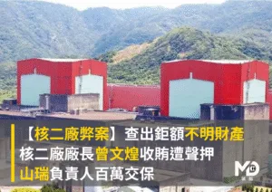 【核二廠弊案】查出鉅額不明財產，廠長曾文煌收賄遭聲押，山瑞負責人百萬交保