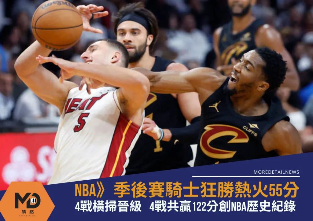 NBA》季後賽騎士狂勝熱火55分!4戰橫掃晉級闖進第2輪