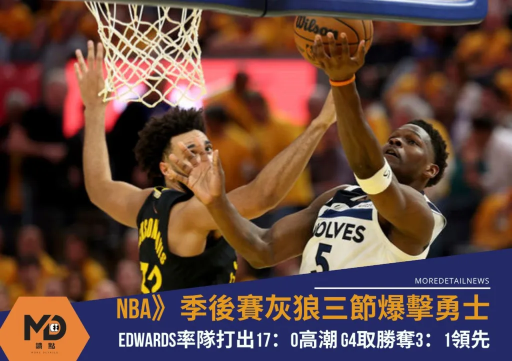 NBA》季後賽灰狼三節爆擊勇士聽牌! G4取勝奪3:1領先
