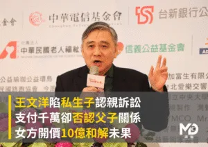 王文洋陷私生子認親訴訟，支付千萬卻否認父子關係，女方開價10億和解未果