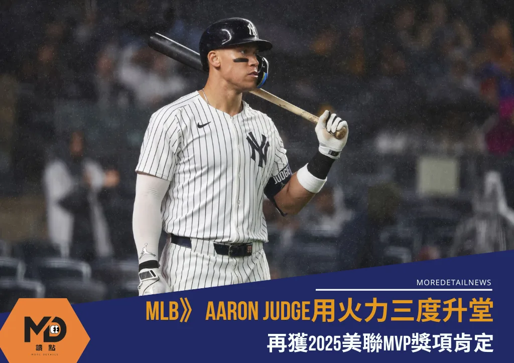 MLB》Aaron Judge用火力三度升堂,再獲2025美聯MVP