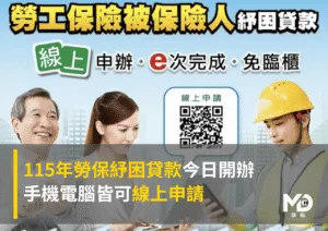 115年勞保紓困貸款今日開辦　手機電腦皆可線上申請