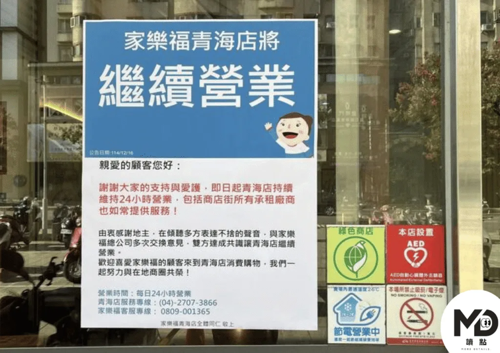 家樂福青海店決定繼續營業