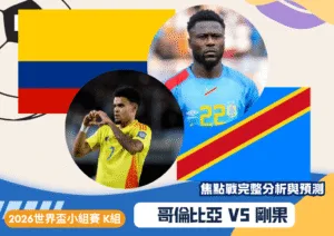 哥倫比亞vs剛果｜2026世界盃K組焦點戰完整分析與預測