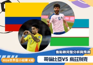 哥倫比亞vs烏茲別克｜2026世界盃K組焦點戰完整分析與預測