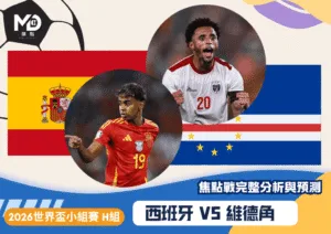 西班牙VS維德角｜2026世界盃H組焦點戰完整分析與預測