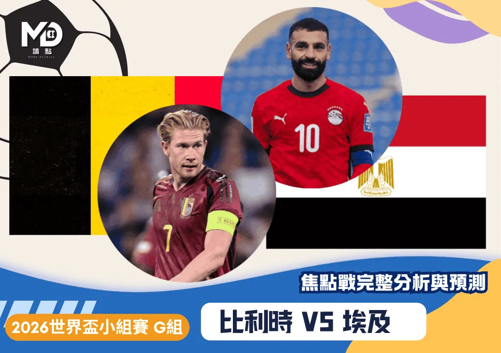 比利時VS埃及｜2026世界盃G組焦點戰完整分析與預測