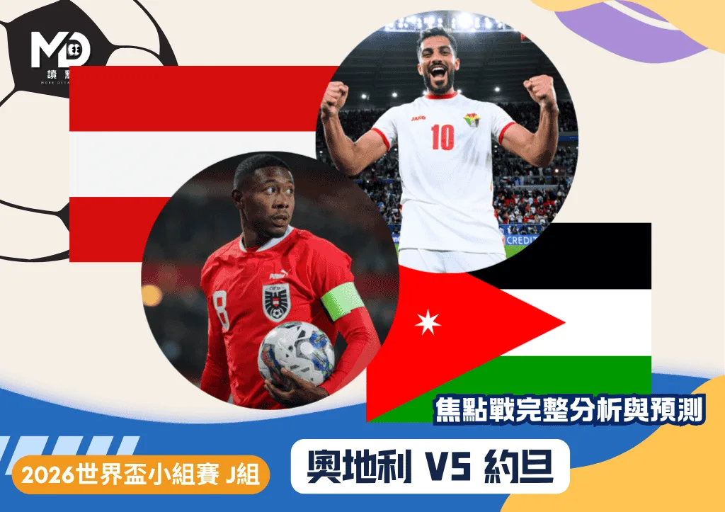 奧地利VS約旦|2026世界盃J組焦點戰完整分析與預測