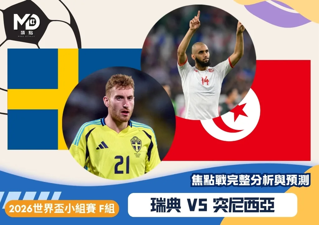 瑞典vs突尼西亞｜2026世界盃F組焦點戰完整分析與預測