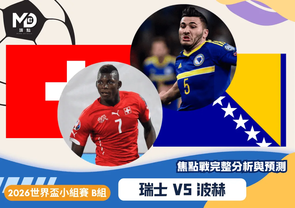 瑞士vs波赫｜2026世界盃B組焦點戰完整分析與預測