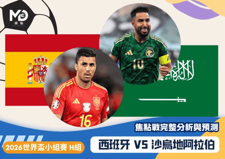 西班牙VS沙烏地阿拉伯｜2026世界盃H組焦點戰完整分析與預測