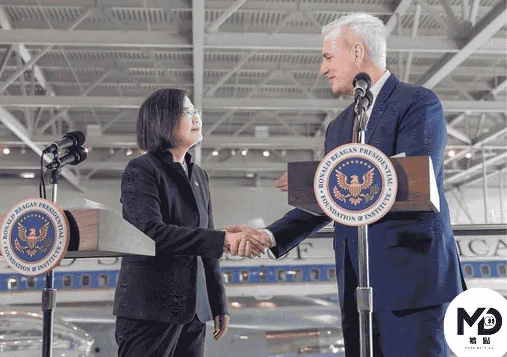 2023年過境美國期間，蔡英文與美國眾議院議長麥卡錫會面