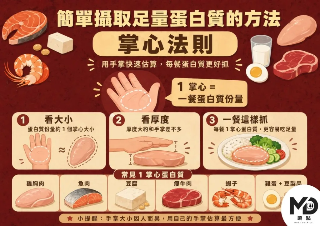 蛋白質攝取完整指南：吃不夠的6個症狀、增肌減脂各需要多少、掌心法則簡單算