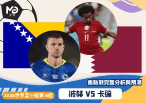 波赫vs卡達｜2026世界盃B組：經驗老將對決亞洲高速