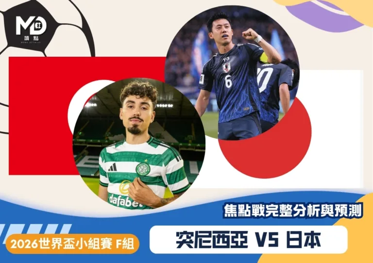 突尼西亞VS日本｜2026世界盃F組對戰焦點前瞻