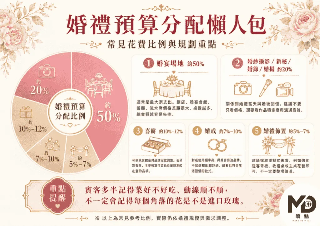 婚禮預算必須一開始就抓出大方向
