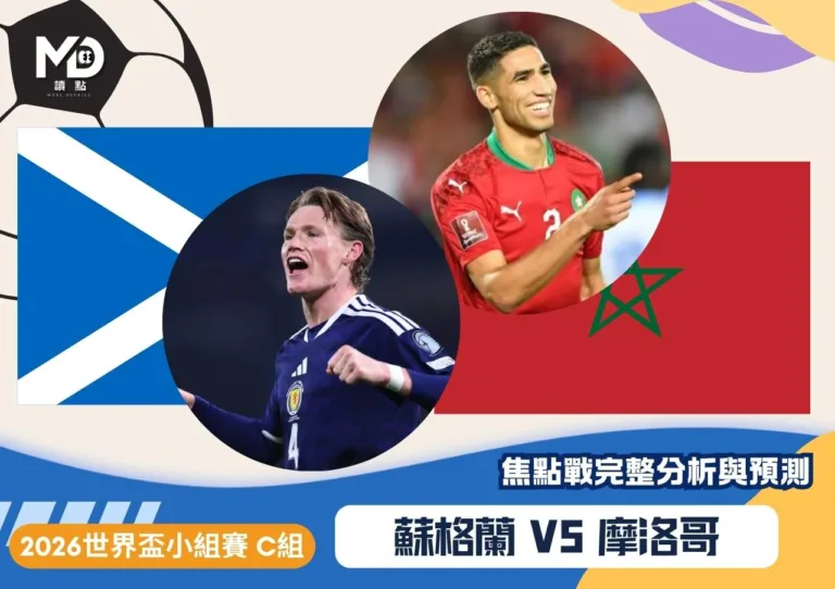 蘇格蘭vs摩洛哥｜2026世界盃C組：歐陸鐵騎硬扛非洲射線