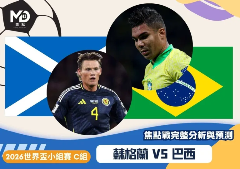 蘇格蘭vs巴西｜2026世界盃C組：保命戰碰上輪休夜