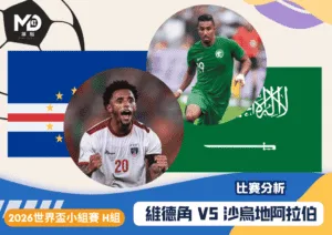 2026世界盃H組小組賽 維德角vs沙烏地阿拉伯 比賽分析