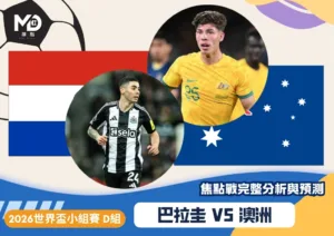 巴拉圭VS澳洲｜2026世界盃D組對戰焦點前瞻