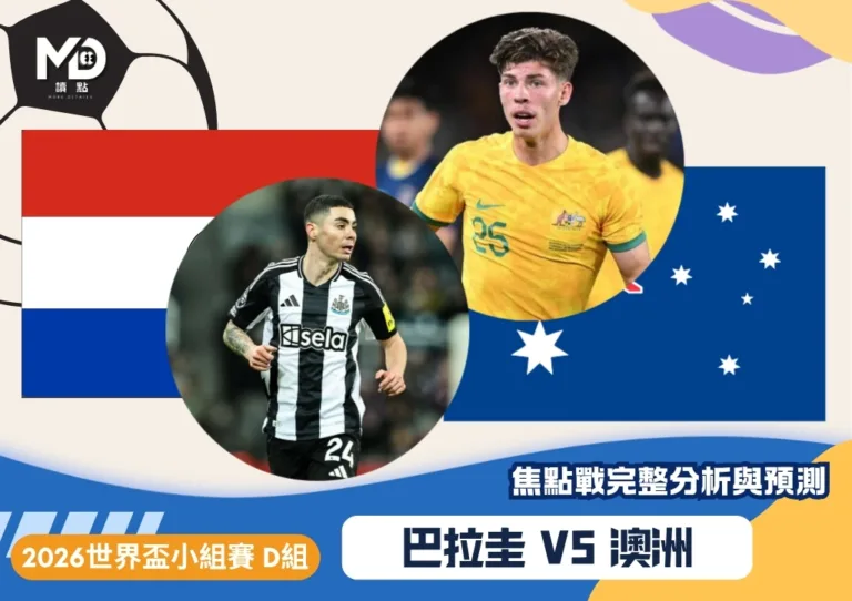 巴拉圭VS澳洲｜2026世界盃D組對戰焦點前瞻