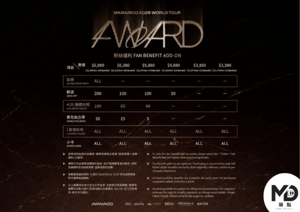 2026 MAMAMOO高雄演唱會粉絲福利加購