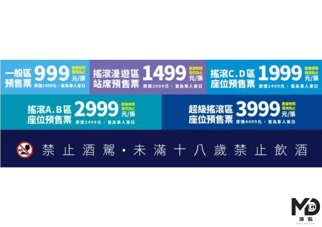 搖滾區已不開放購票要注意