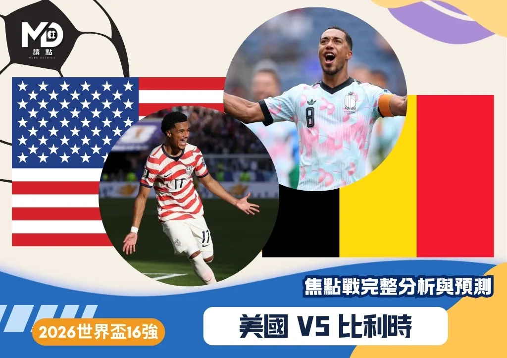 美國vs比利時|2026世界盃16強對戰焦點預測