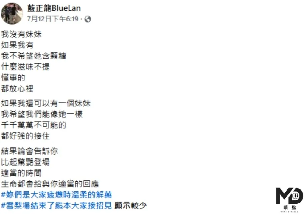 藍正龍發文引起網友熱議